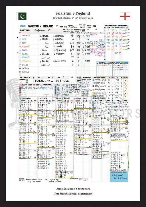 CRICKET Pakistan v England First Test Multan Pakistan. October 7-11 2024. Andy Zaltzman A3 Framed Print Picture Frames