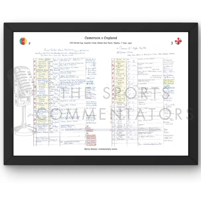 FOOTBALL Cameroon v England FIFA World Cup Quarter Final Stadio San Paolo Naples Italy 1 July 1990. Barry Davies
