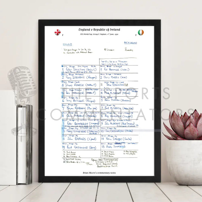 FOOTBALL England v Republic of Ireland World Cup Group F Cagliari Italy. 11 June 1990. Brian Moore. Picture Frames