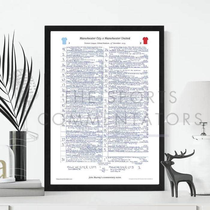 FOOTBALL Premier League Manchester City v Manchester United Etihad Stadium 15 December 2024. John Murray Picture Frames