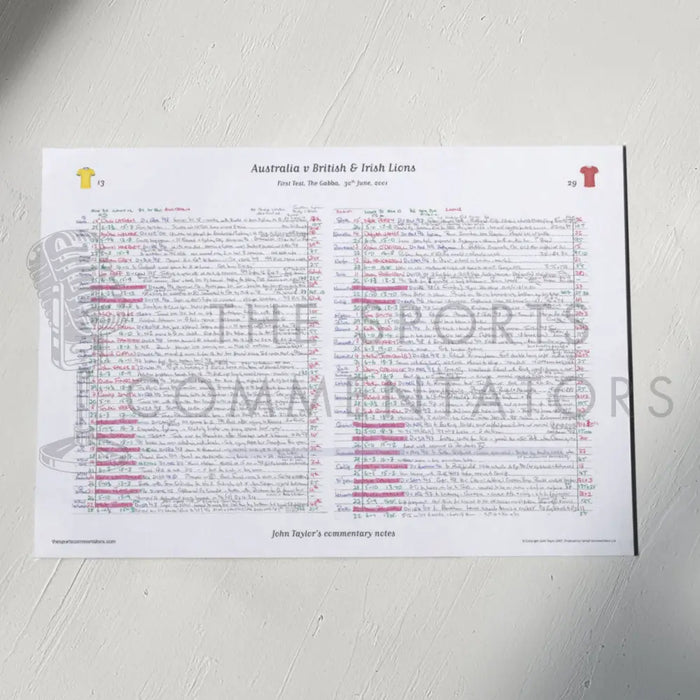 RUGBY UNION Australia v British & Irish Lions First Test The Gabba Brisbane. June 30 2001. John Taylor. A3 Print only