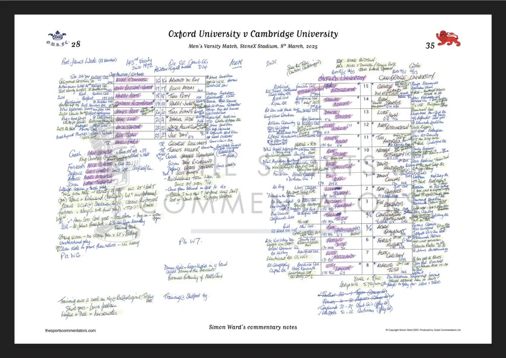 RUGBY UNION Oxford v Cambridge Men’s Varsity Match StoneX Stadium London. March 8 2025. Simon Ward. A3 Framed Print