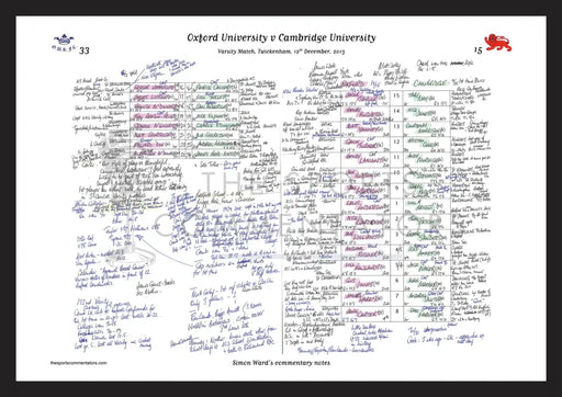 RUGBY UNION Oxford v Cambridge Varsity Match Twickenham London. December 12 2013. Simon Ward. A3 Framed Print Picture