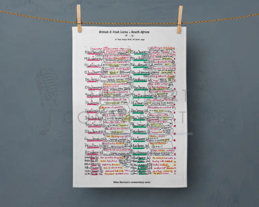 Tea Towel: British and Irish Lions v South Africa 2nd Test Kings Park June 28 1997. Miles Harrison Tea Towel