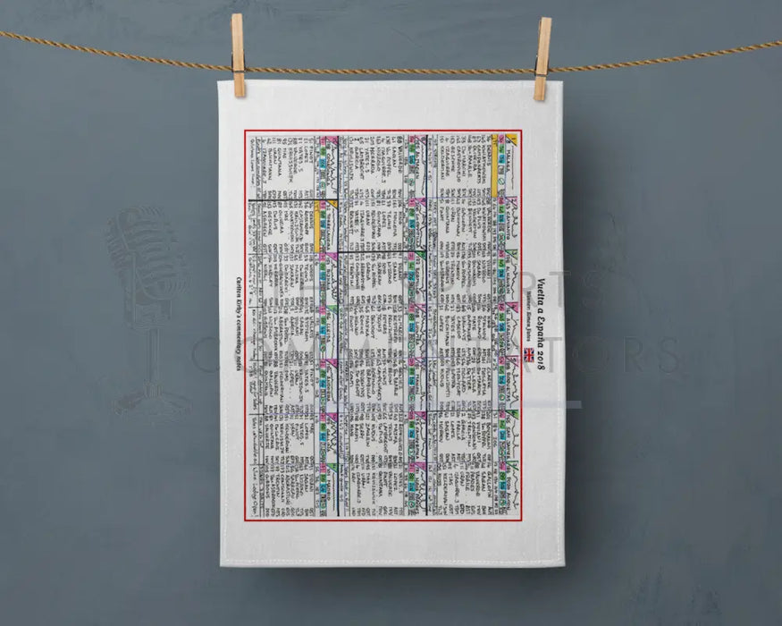 Tea Towel: Cycling. Vuelta a Espana 2018 won by Simon Yates. Carlton Kirby Tea Towel