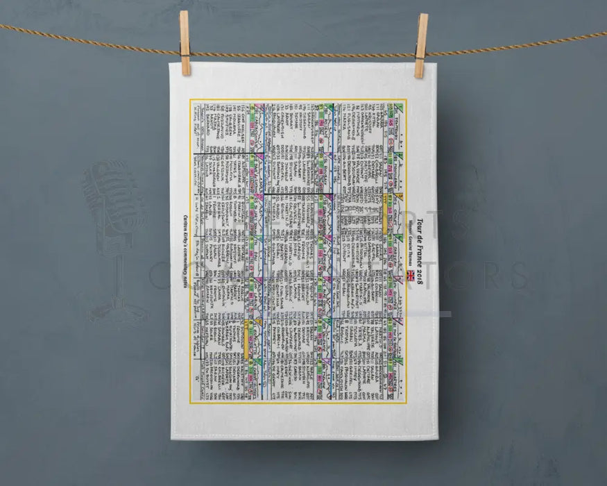 Tea Towel: Tour de France 2018. Geraint Thomas wins. Carlton Kirby Tea Towel