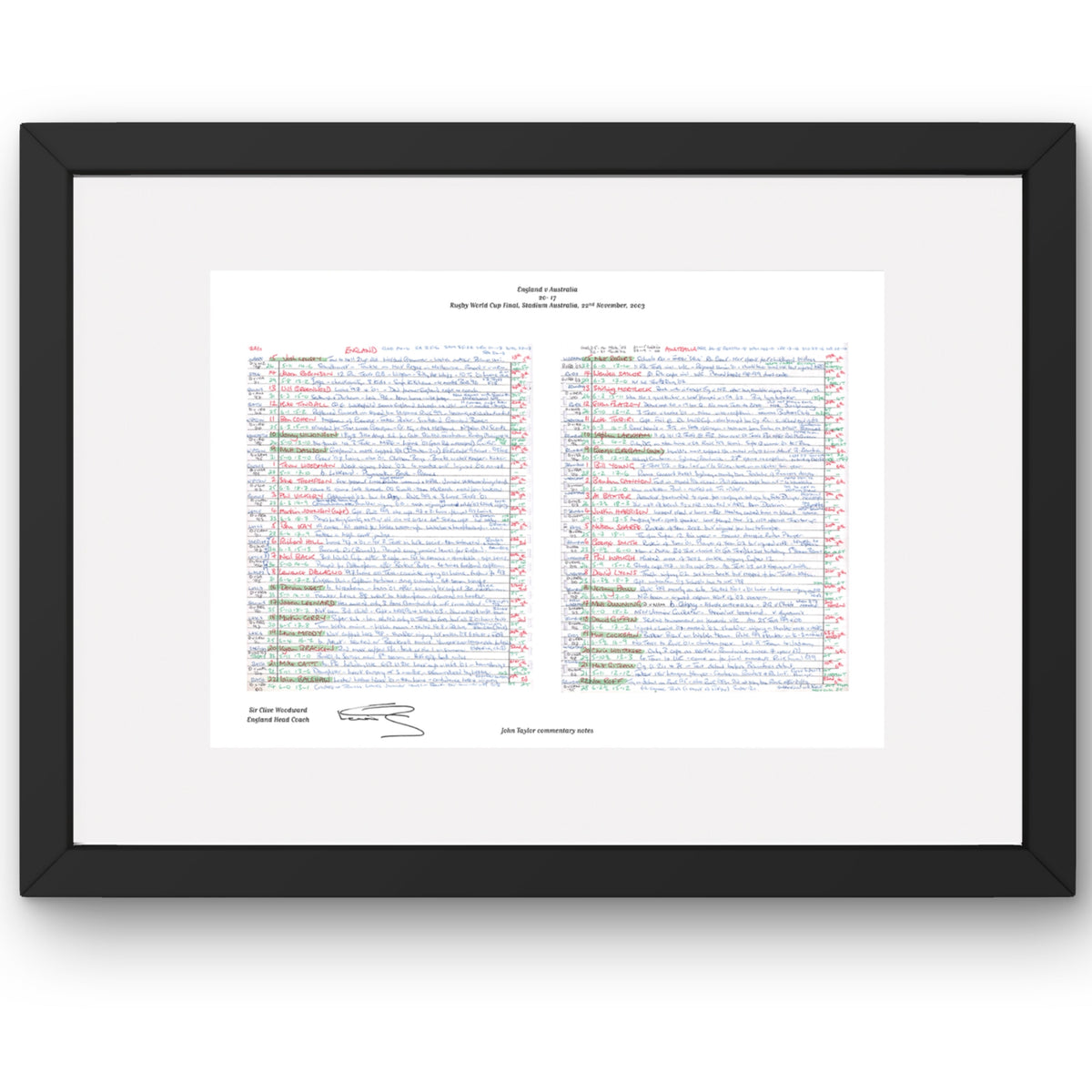 RUGBY UNION *Clive Woodward Signed Limited Edition* England v Australia Rugby World Cup Final Stadium Australia Sydney.