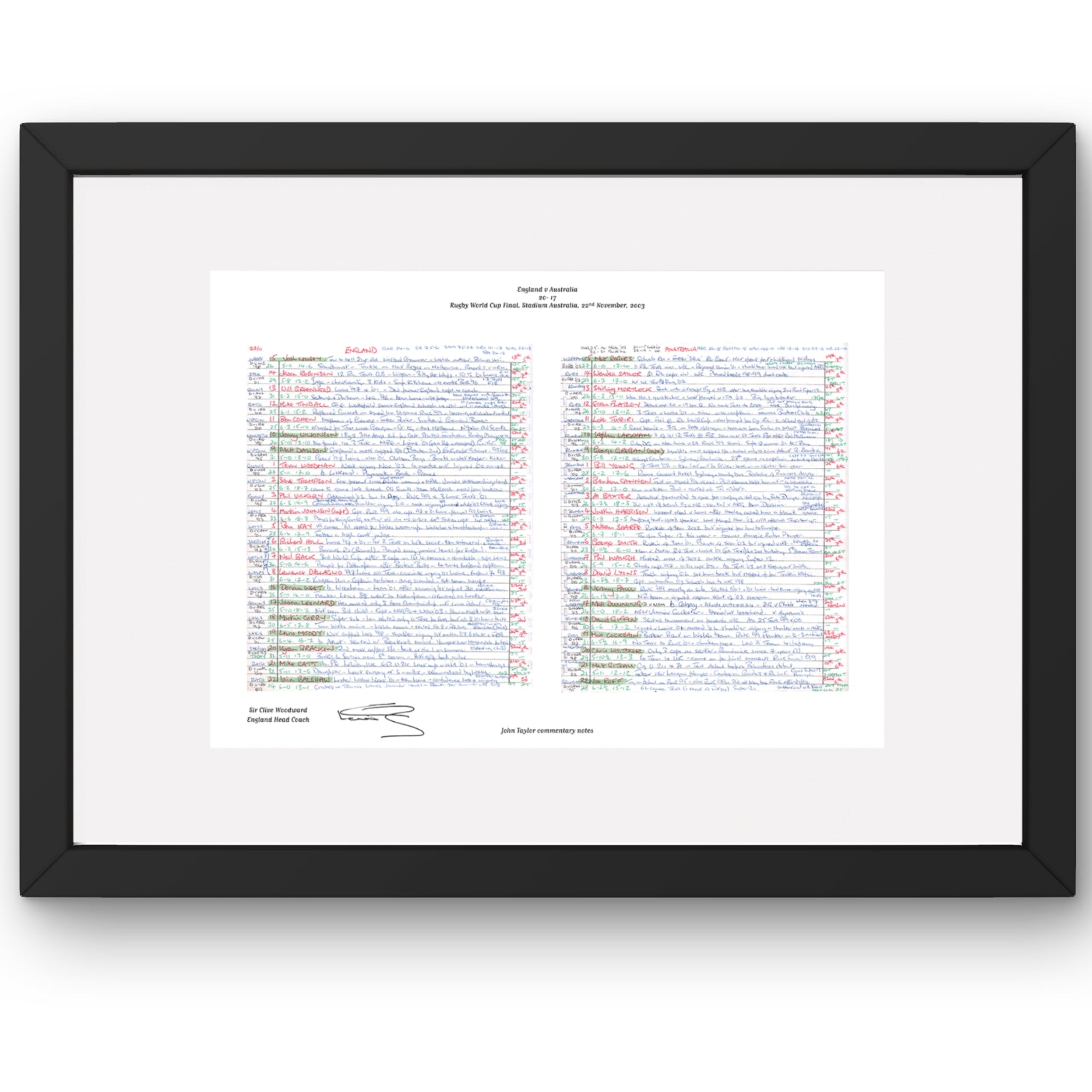 RUGBY UNION *Clive Woodward Signed Limited Edition* England v Australia Rugby World Cup Final Stadium Australia Sydney.