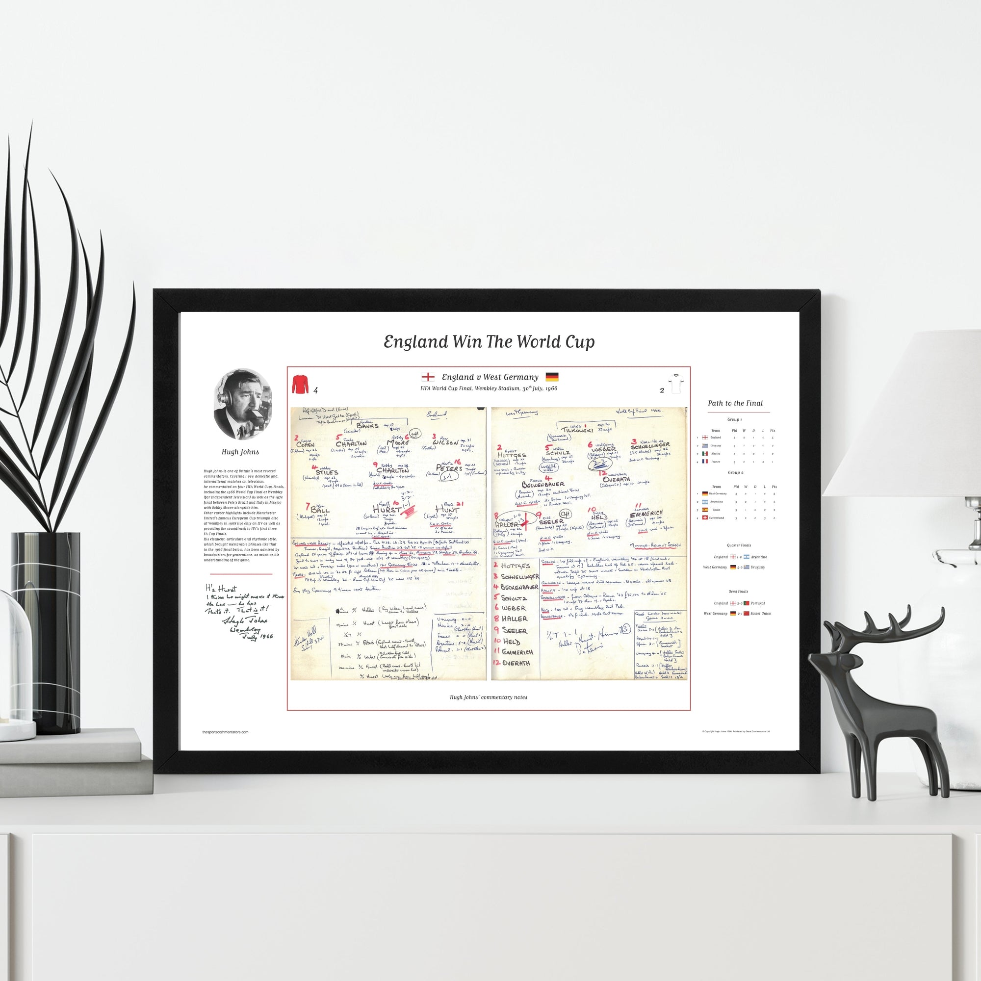 FOOTBALL England v Germany World Cup Final Wembley July 30 1966. Hugh Johns A2 Framed Print Picture Frames