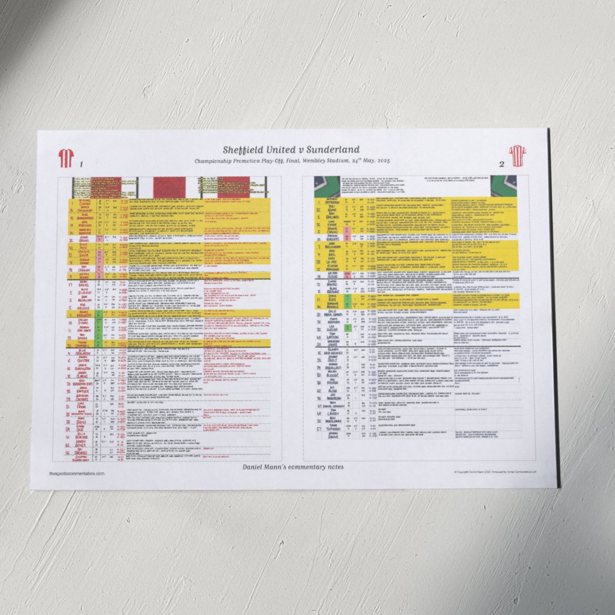 FOOTBALL Sheffield United v Sunderland. Championship Playoff Final. Wembley Stadium. 24 May 2025. Daniel Mann. A3 Print