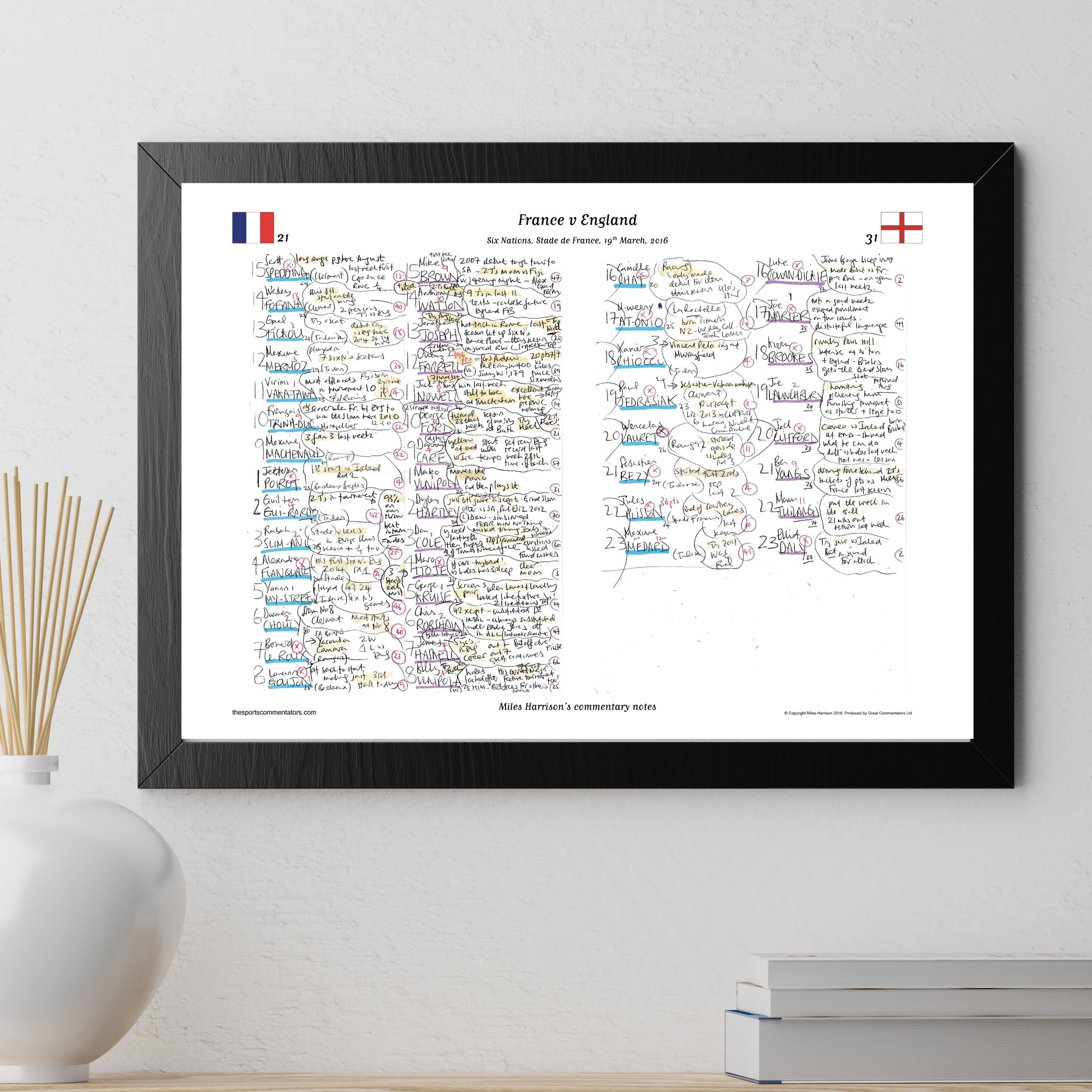 RUGBY UNION France v England Six Nations Stade de France 19 March 2016. Miles Harrison. Picture Frames