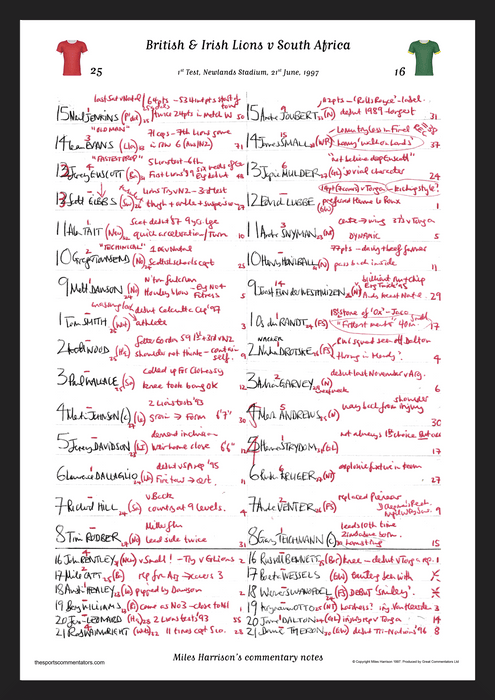 RUGBY UNION South Africa v British & Irish Lions, Lions Tour, 1st Test, Newlands Stadium, Cape Town. June 21, 1997. Miles Harrison.