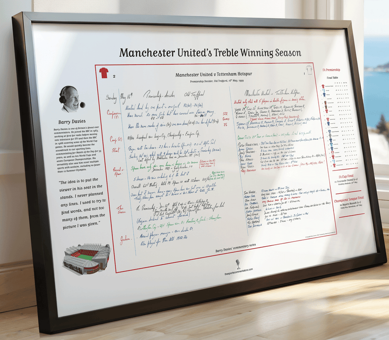 FOOTBALL Manchester United Treble Winning Season Special, Manchester United v Tottenham Hotspur,  Old Trafford, 16 May, 1999. Barry Davies