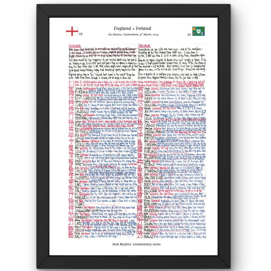 RUGBY UNION England v Ireland Six Nations Twickenham London. March 9 2024. Nick Mullins. Framed print