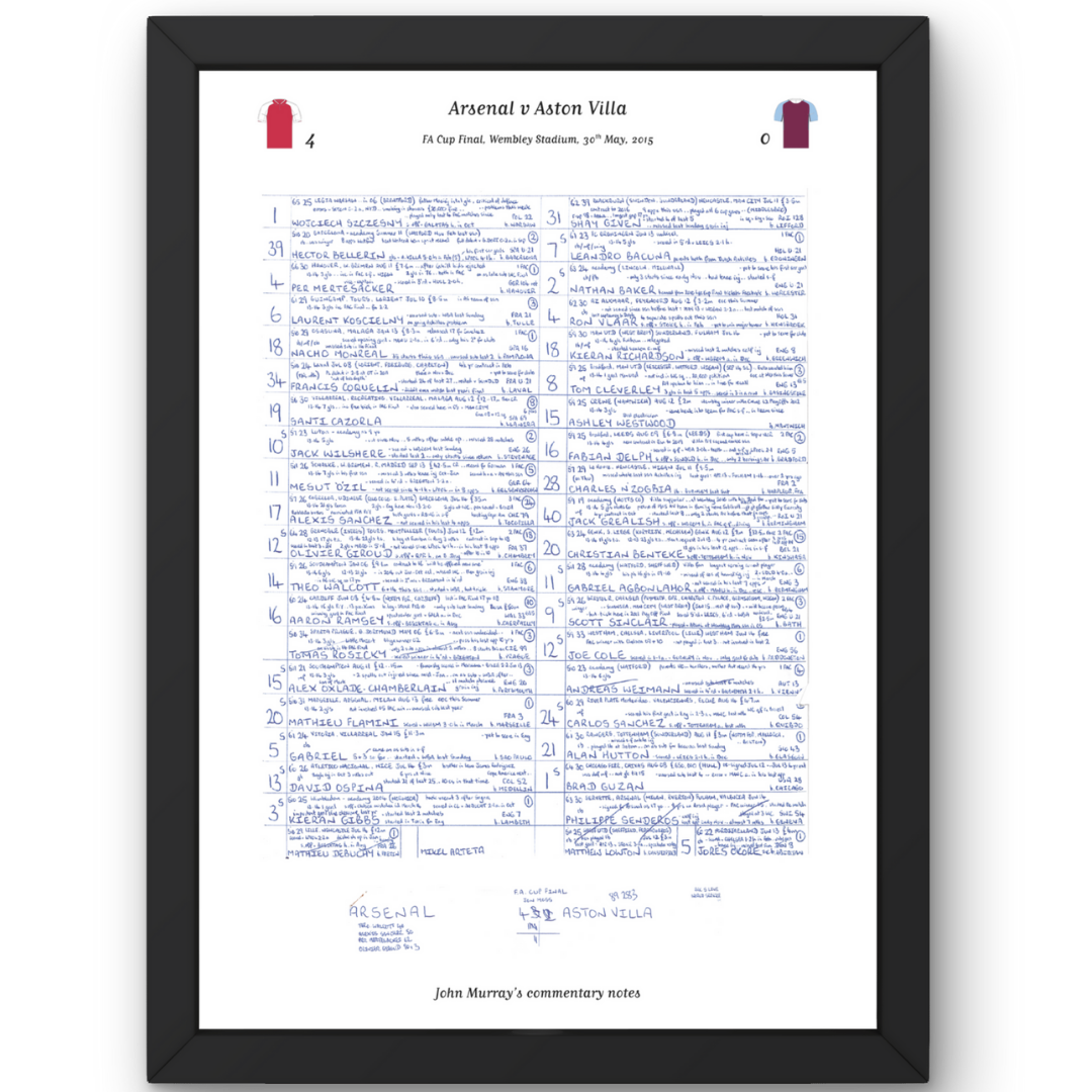 FOOTBALL Arsenal v Aston Villa FA Cup Final Wembley Stadium May 30 2015. John Murray. A3 Framed Print Picture Frames