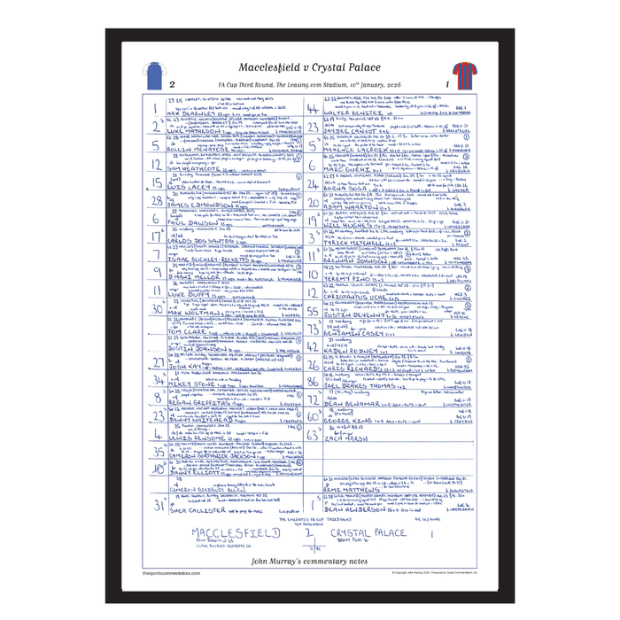 FOOTBALL FA Cup Macclesfield v Crystal Palace, The Leasing.com Stadium, 10 January, 2026. John Murray