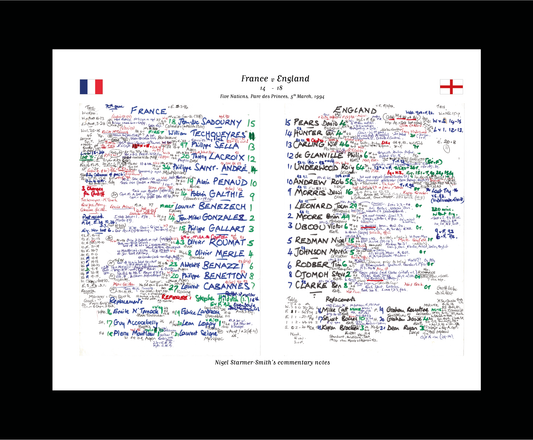 RUGBY UNION France v England, Five Nations, Parc des Princes. Paris, March, 5, 1994. Nigel Starmer-Smith .
