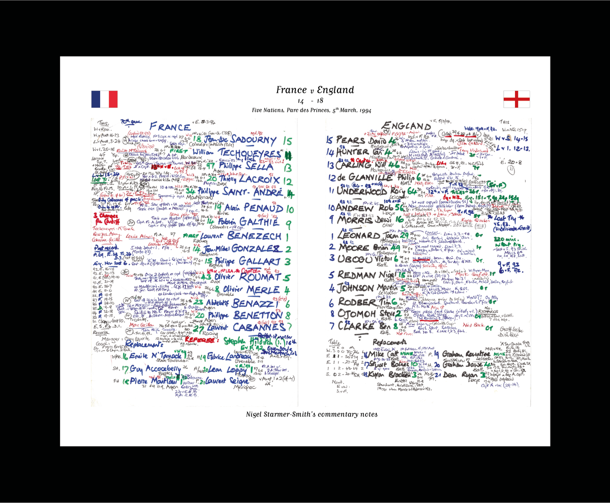 RUGBY UNION France v England Five Nations Parc des Princes. Paris March 5 1994. Nigel Starmer-Smith.