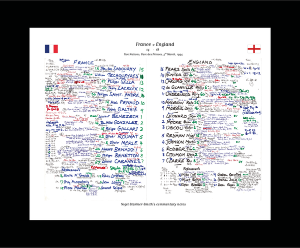 RUGBY UNION France v England Five Nations Parc des Princes. Paris March 5 1994. Nigel Starmer-Smith.