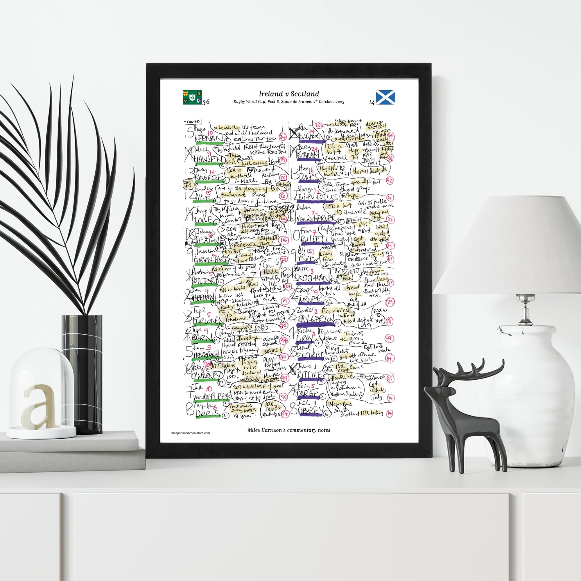 Ireland v Scotland Rugby World Cup Stade de France 7 October 2023. Miles Harrison Picture Frames