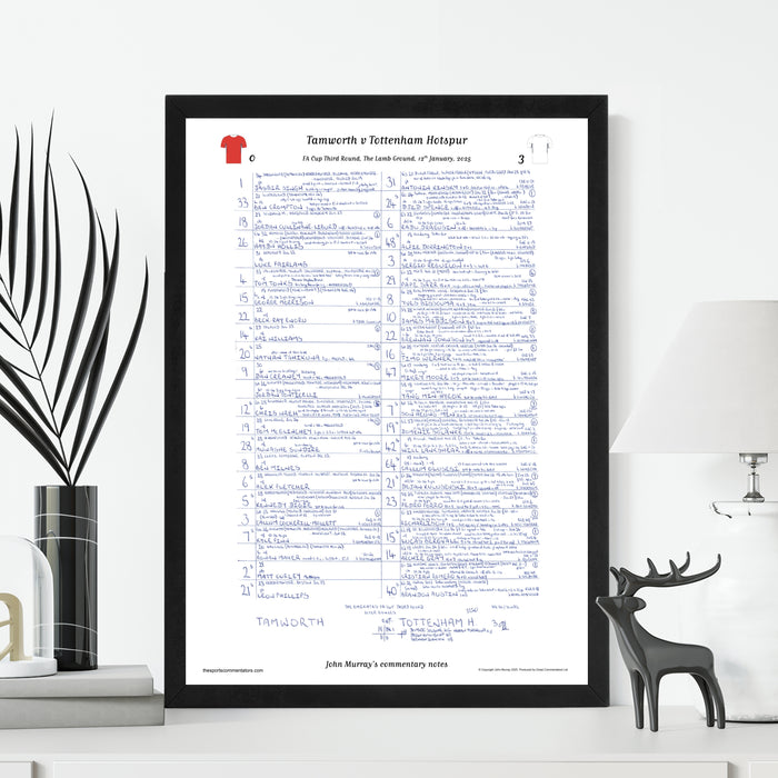 FOOTBALL Tamworth v Tottenham Hotspur, FA Cup Third Round, The Lamb Ground, January 12, 2025. John Murray.