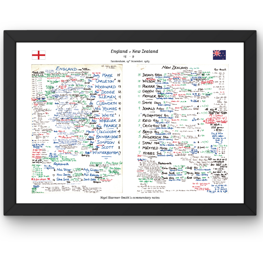 RUGBY UNION England v New Zealand Twickenham London. November 19 1983. Nigel Starmer-Smith. A3 Framed Print Picture