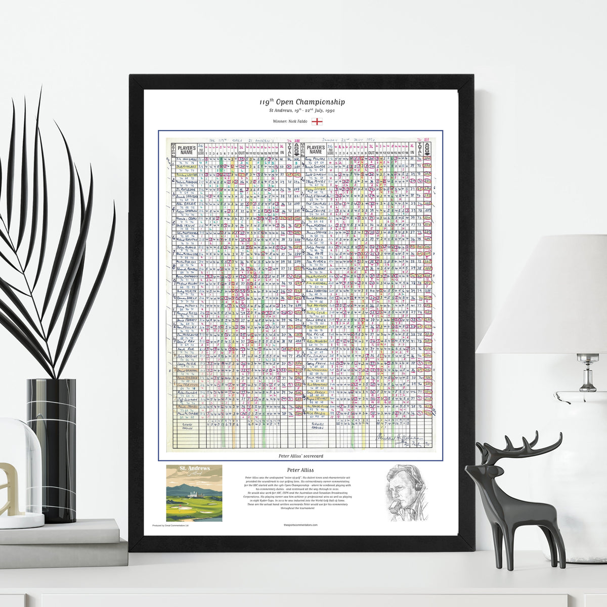 GOLF Nick Faldo wins The Open Championship St Andrews 19-22 July 1990. Peter Alliss Picture Frames