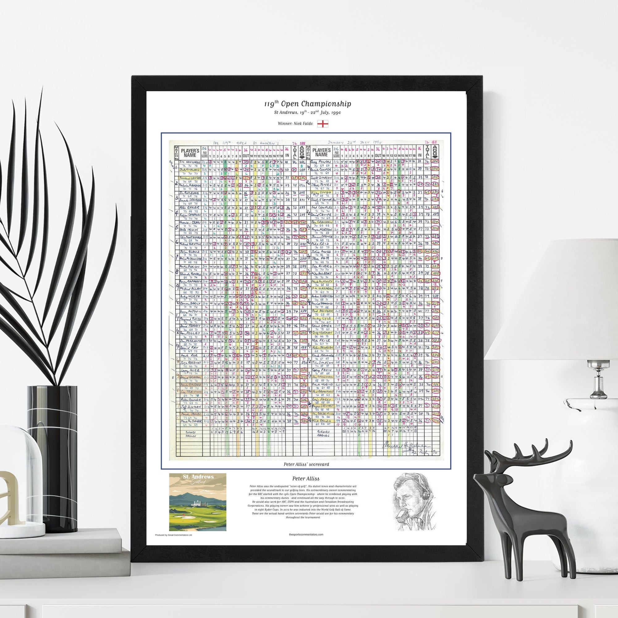 GOLF Nick Faldo wins The Open Championship St Andrews 19-22 July 1990. Peter Alliss Picture Frames