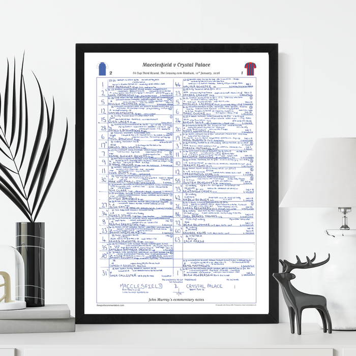 FOOTBALL FA Cup Macclesfield v Crystal Palace, The Leasing.com Stadium, 10 January, 2026. John Murray