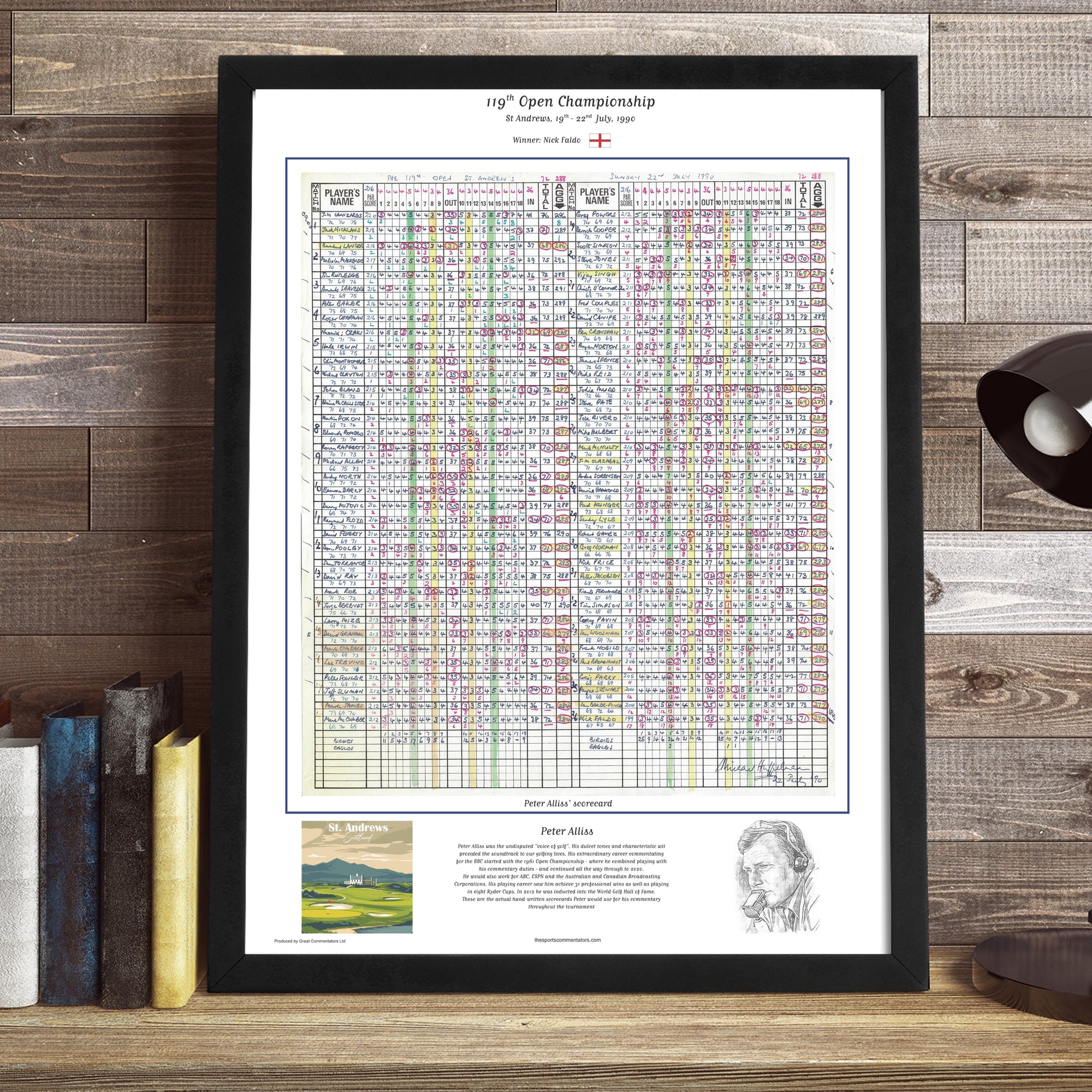 GOLF Nick Faldo wins The Open Championship St Andrews 19-22 July 1990. Peter Alliss Picture Frames