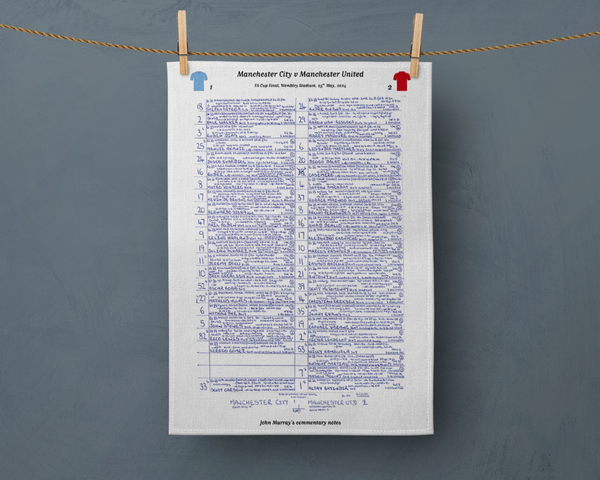 Tea Towel: FA Cup Final 2024 Manchester City v Manchester United. John Murray Tea Towel