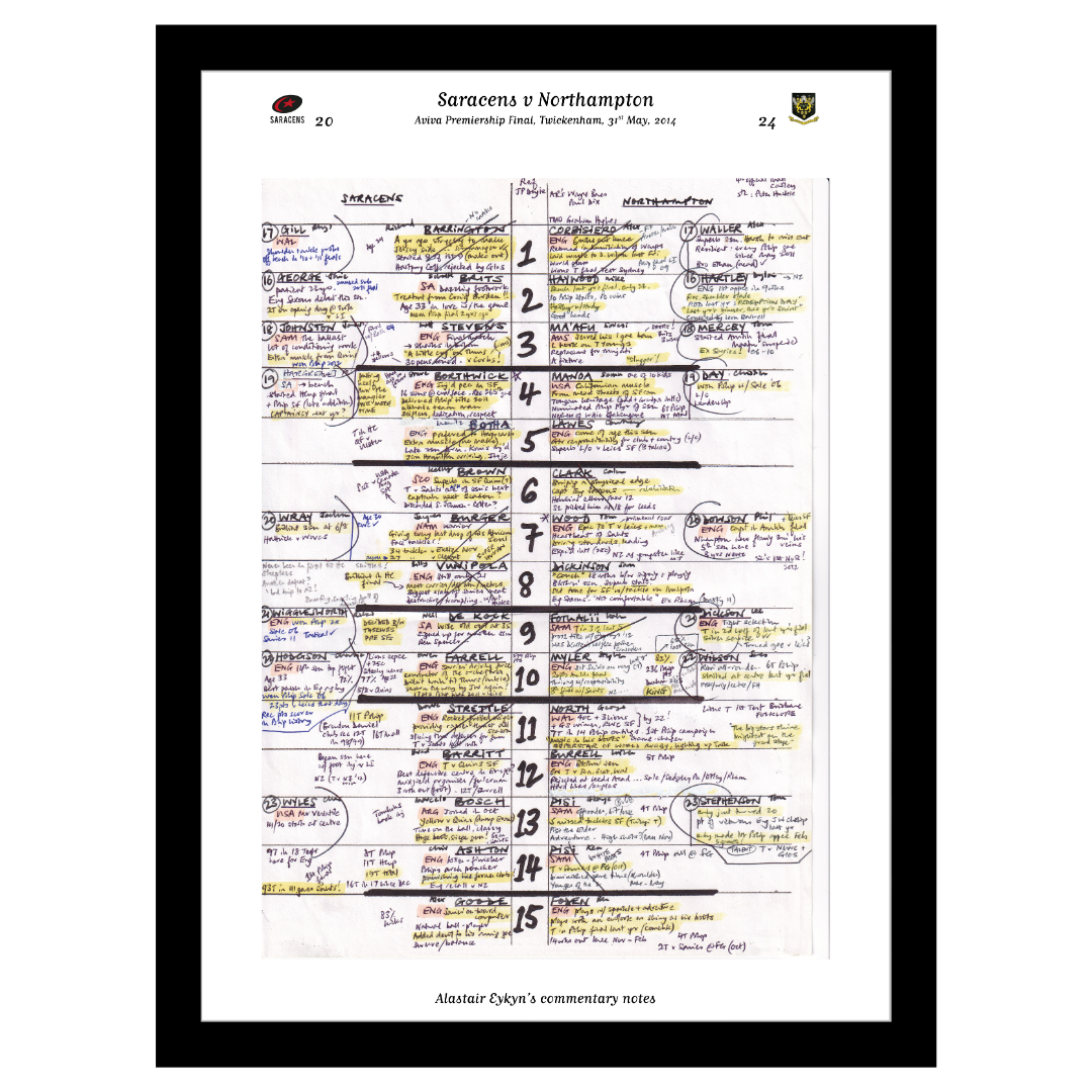 RUGBY UNION Saracens v Northampton Aviva Premiership Final Twickenham London. 31 May 2014. Alastair Eykyn. A3 Framed