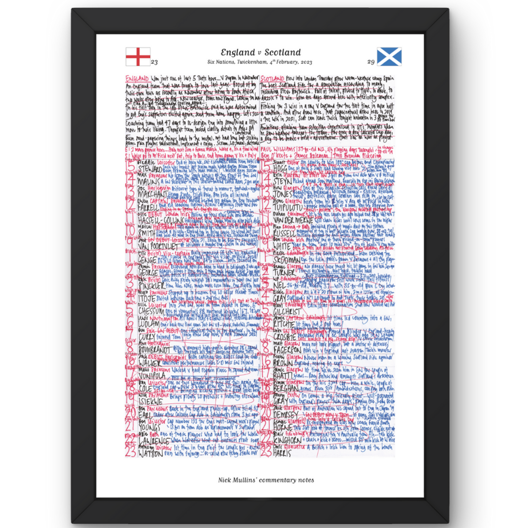 RUGBY UNION England v Scotland Six Nations Twickenham London. February 4 2023. Nick Mullins. A3 Framed Print