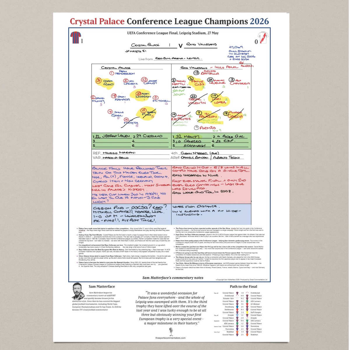 FOOTBALL Crystal Palace v Rayo Vallecano, UEFA Conference League Final, Leipzig Stadium. Sam Matterface. 28 May, 2026.