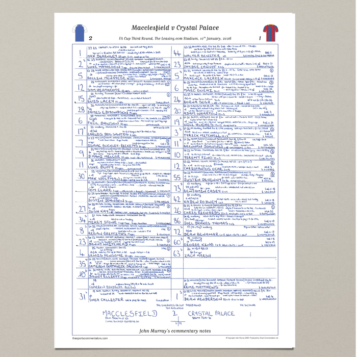 FOOTBALL FA Cup Macclesfield v Crystal Palace, The Leasing.com Stadium, 10 January, 2026. John Murray