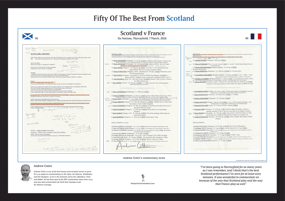 RUGBY UNION Scotland v France, Six Nations, Murrayfield. 7 March, 2026. Andrew Cotter.