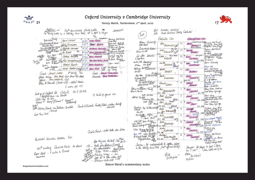 RUGBY UNION Oxford v Cambridge, Varsity Match, Twickenham, London. April 2, 2022. Simon Ward.