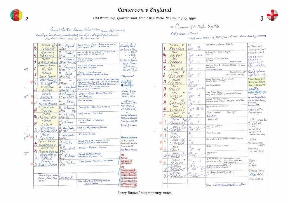 FOOTBALL Cameroon v England, FIFA World Cup, Quarter Final, Stadio San Paolo, Naples, Italy, 1 July, 1990. Barry Davies