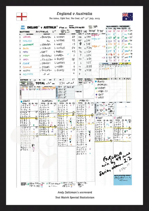 CRICKET England v Australia The Ashes Fifth Test The Oval London. July 27 to 31 2023. Andy Zaltzman A3 Framed Print