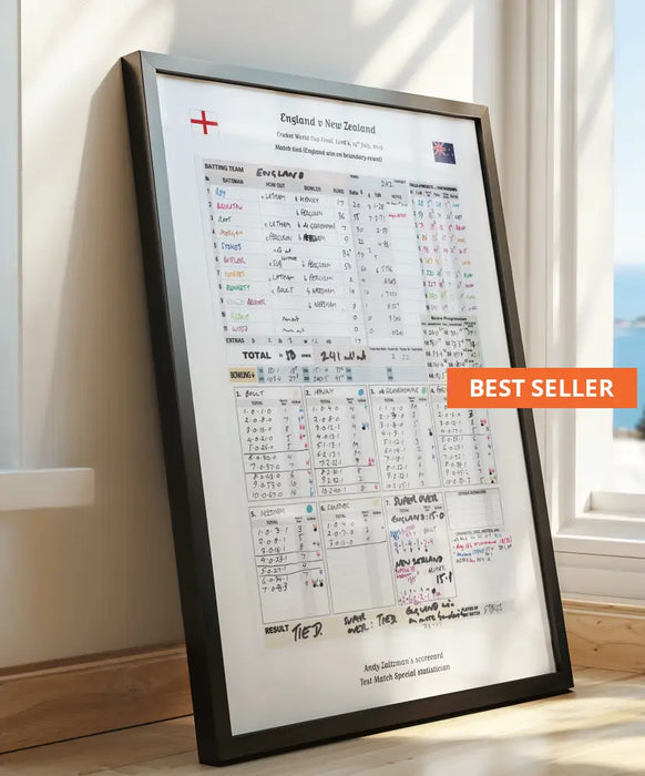 CRICKET England v New Zealand ICC Cricket World Cup Final Lord’s London. July 14 2019. Andy Zaltzman Picture Frames