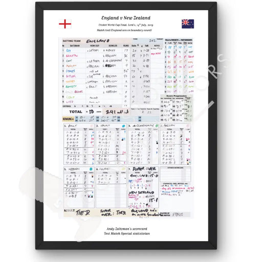 CRICKET England v New Zealand ICC Cricket World Cup Final Lord’s London. July 14 2019. Andy Zaltzman A3 Framed Print