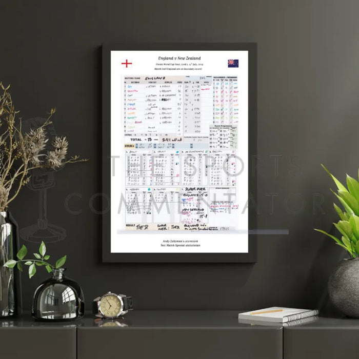 CRICKET England v New Zealand ICC Cricket World Cup Final Lord’s London. July 14 2019. Andy Zaltzman Picture Frames