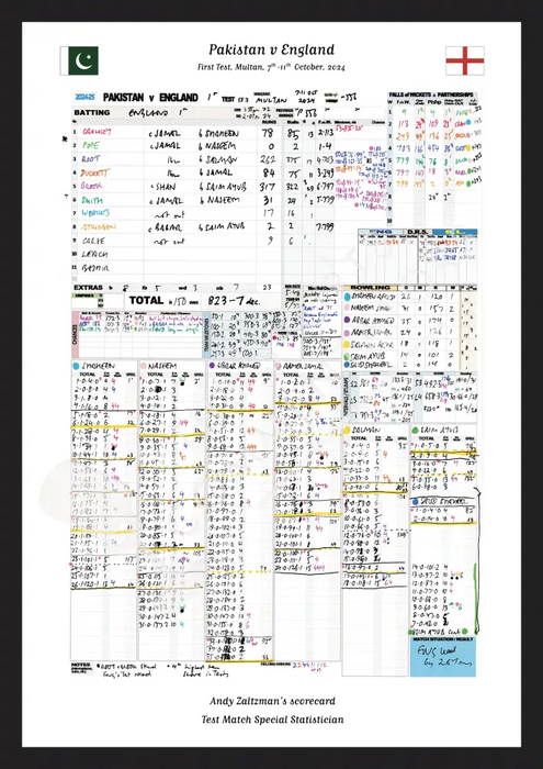 CRICKET Pakistan v England First Test Multan Pakistan. October 7-11 2024. Andy Zaltzman A3 Framed Print Picture Frames