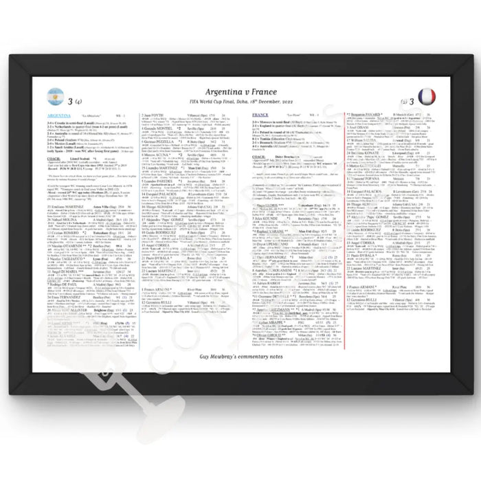 FOOTBALL Argentina v France FIFA World Cup Final Doha. December 18 2022. Guy Mowbray. A3 Framed Print Picture Frames