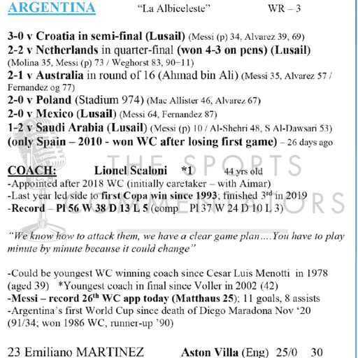 FOOTBALL Argentina v France FIFA World Cup Final Doha. December 18 2022. Guy Mowbray. Picture Frames