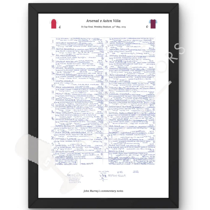 FOOTBALL Arsenal v Aston Villa FA Cup Final Wembley Stadium May 30 2015. John Murray. A3 Framed Print Picture Frames