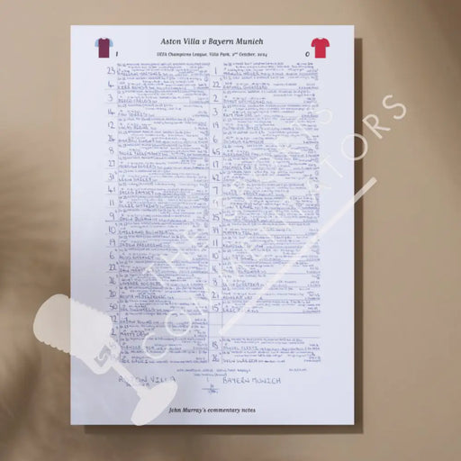 FOOTBALL Aston Villa v Bayern Munich Champions League Villa Park October 2 2024. John Murray. A3 Print Picture Frames