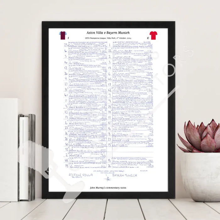 FOOTBALL Aston Villa v Bayern Munich Champions League Villa Park October 2 2024. John Murray. Picture Frames