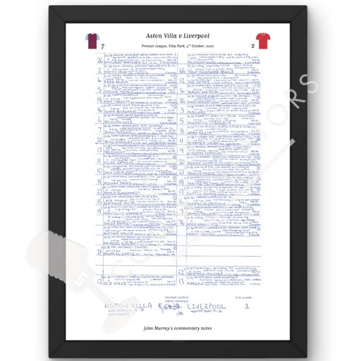 FOOTBALL Aston Villa v Liverpool Premier League Villa Park October 4 2020. John Murray. A3 Framed Print Picture Frames