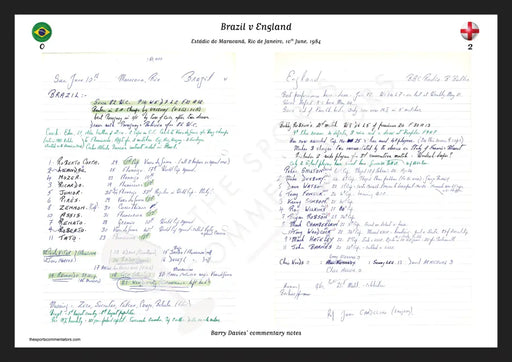 FOOTBALL Brazil v England Estádio Maracanã Rio de Janeiro 10 June 1984. Barry Davies do A3 Framed Print Picture Frames
